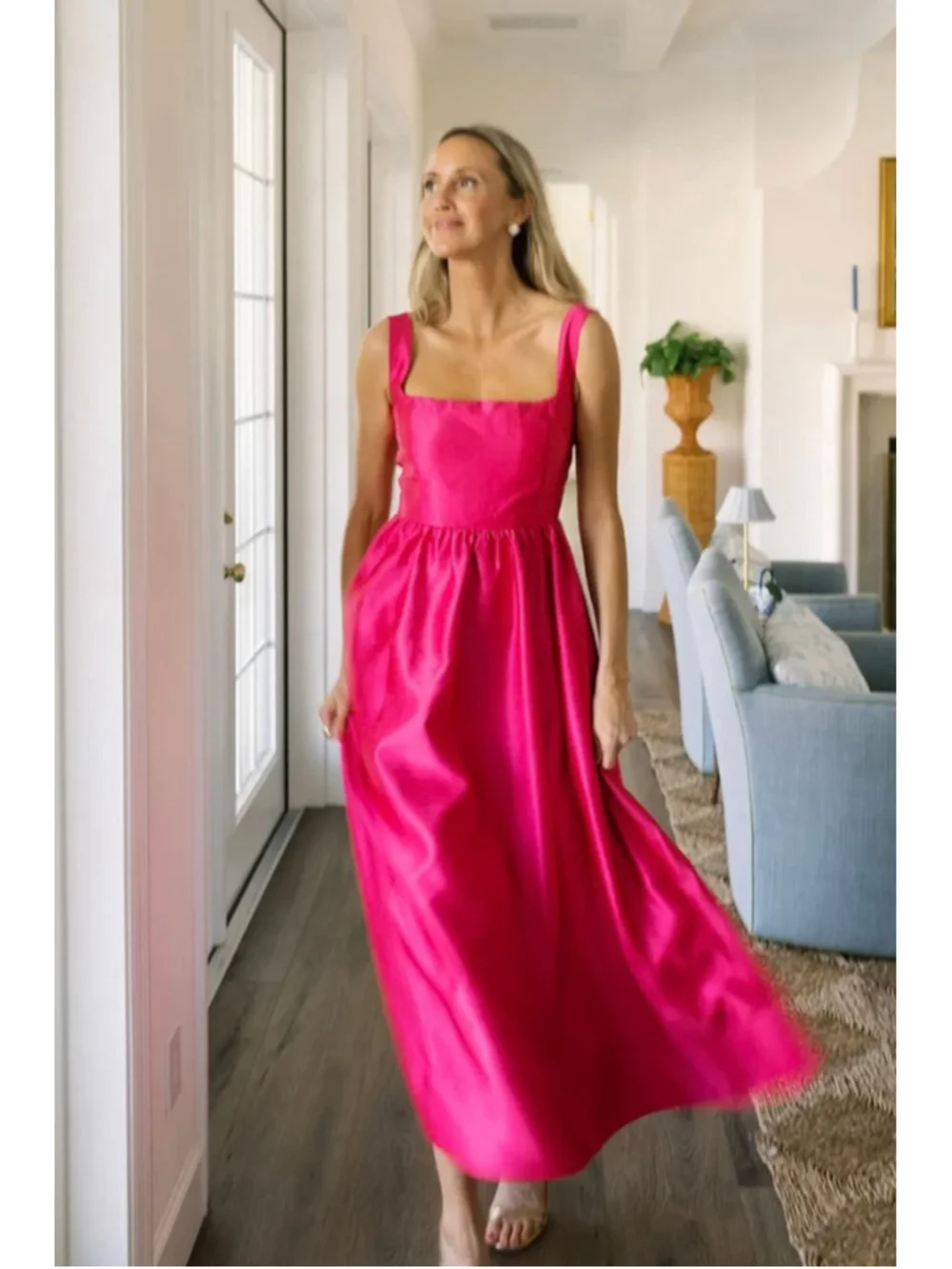 NWT Tuckernuck Dupioni Esme Midi Dress in Pink, Size L Sold Out! - Picture 4 of 5